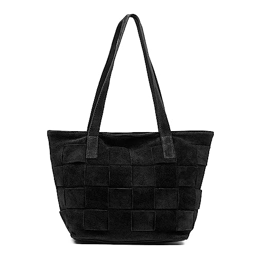 FIRENZE ARTEGIANI. Agnone Shopper Tasche für Damen, echtes Leder, Veloursleder, 38 x 14 x 24 cm, Farbe: Schwarz, Schwarz, Utility von FIRENZE ARTEGIANI