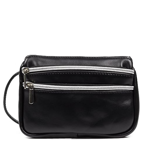 FIRENZE ARTEGIANI. Ailoche Damen Umhängetasche Echtleder Sauvage Finish 19x3x13cm Farbe: Schwarz, Schwarz, Utility von FIRENZE ARTEGIANI