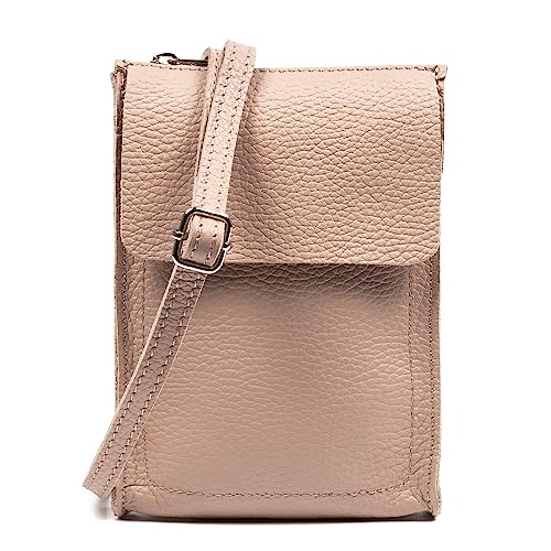 FIRENZE ARTEGIANI. Albaretto Damen-Umhängetasche aus echtem Leder, Dollaro-Finish, 13 x 4 x 19 cm, Farbe: Cipria, Puderfarben, Utility von FIRENZE ARTEGIANI