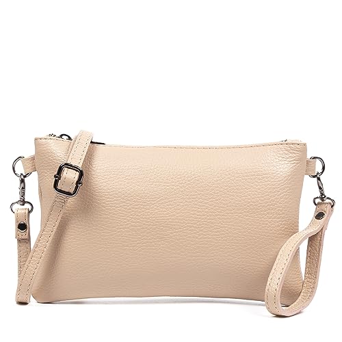 FIRENZE ARTEGIANI. Albenga Damen Umhängetasche aus echtem Leder Dollar Finish 24x3x15cm Farbe: Cipria, Puderfarben, Utility von FIRENZE ARTEGIANI