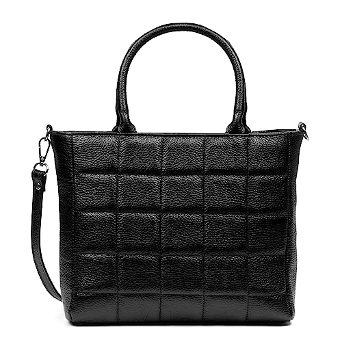 FIRENZE ARTEGIANI. Albizzate Damen-Tragetasche aus echtem Leder, gepolstert, 32,5 x 11 x 23 cm, Farbe: Schwarz, Schwarz, Utility von FIRENZE ARTEGIANI