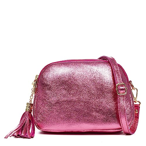 FIRENZE ARTEGIANI. Aliminusa Umhängetasche Damen Echtleder Lackleder 22x9x16cm Farbe: Rosa, Rosa, Utility von FIRENZE ARTEGIANI