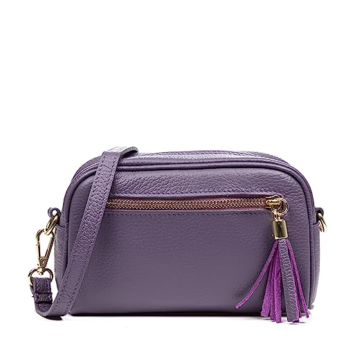 FIRENZE ARTEGIANI. Altilia Umhängetasche für Damen, Echtleder, 20 x 8 x 12 cm, Farbe: Violett, violett, Utility von FIRENZE ARTEGIANI