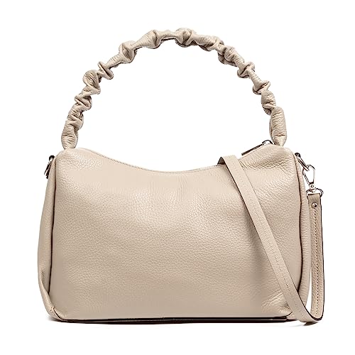 FIRENZE ARTEGIANI. Amatrice Schultertasche Damen Echtleder Dollaro 30x11x20cm Farbe: Taupe, Taupe, Utility von FIRENZE ARTEGIANI