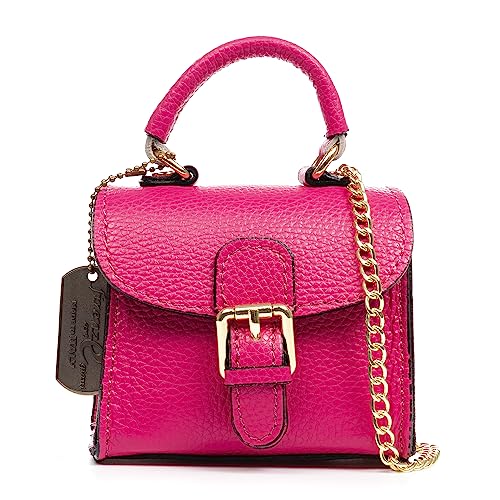 FIRENZE ARTEGIANI. Annicco Mini-Handtasche und Umhängetasche für Damen, echtes Leder, Dollaro-Finish, 12 x 8,5 x 10,5 cm, Farbe: Fuchsia, fuchsia, Utility von FIRENZE ARTEGIANI