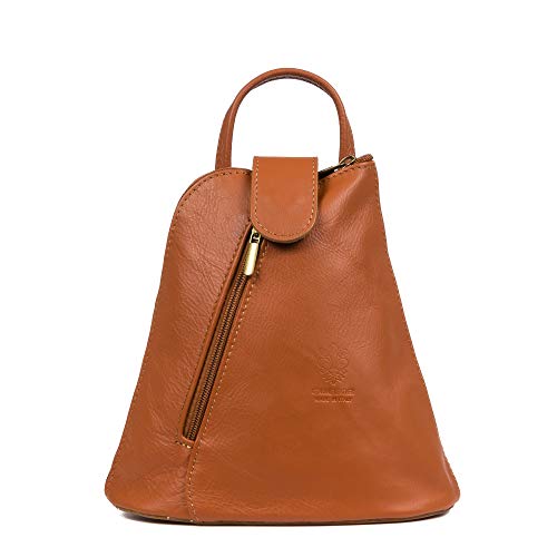 FIRENZE ARTEGIANI. Carlotta Damen-Rucksack, echtes Leder, hergestellt in Italien, 22,5 x 11 x 22,5 cm, Farbe: Leder, Leder, Talla única, Casual von FIRENZE ARTEGIANI