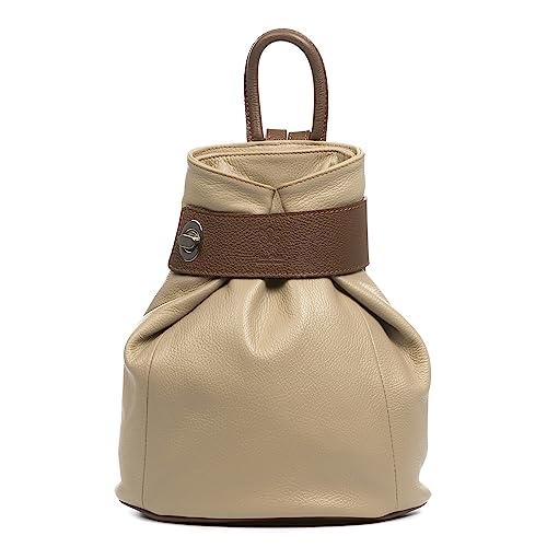 FIRENZE ARTEGIANI. Edvige Damen-Rucksack, Echtleder, Dollaro-Finish, 34 x 13,5 x 32 cm, Farbe: Taupe, Taupe, Talla única, Casual von FIRENZE ARTEGIANI