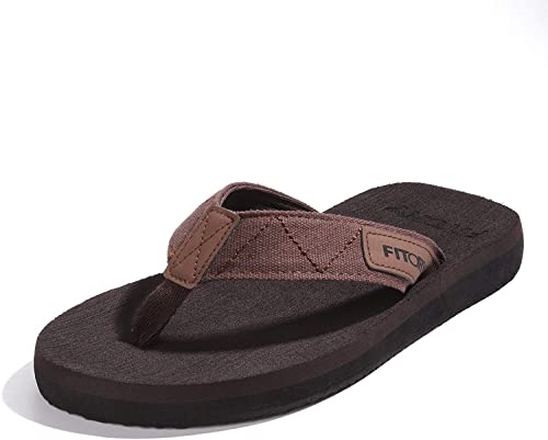 FITORY Herren Flip Flops Beach Sandalen Surfen Zehentrenner Sommerschuhe, Braun, 40 EU von FITORY