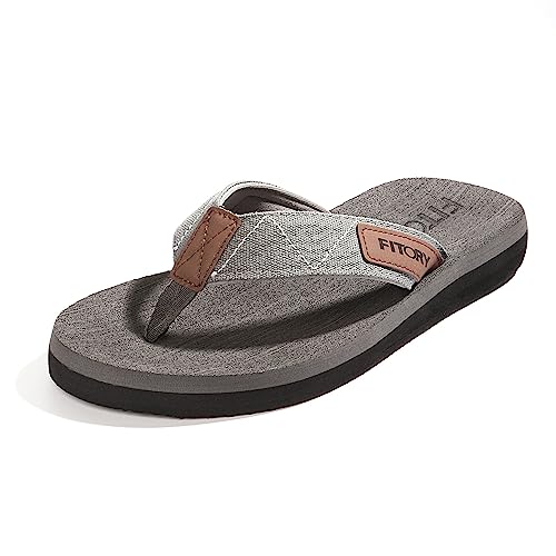 FITORY Herren Flip Flops Beach Sandalen Surfen Zehentrenner Sommerschuhe, Grau, 45 EU von FITORY