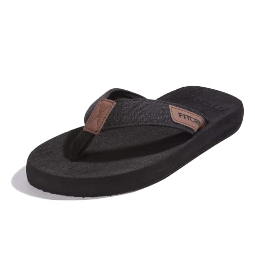 FITORY Herren Flip Flops Beach Sandalen Surfen Zehentrenner Sommerschuhe, Schwarz, 41 EU von FITORY