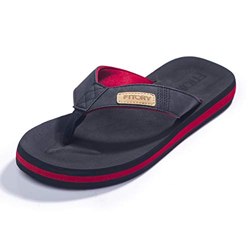 FITORY Herren Flip Flops Surfen Zehentrenner Sports Sandalen Beach/Pool Pantoffeln Rot/Schwarz Gr.40 von FITORY