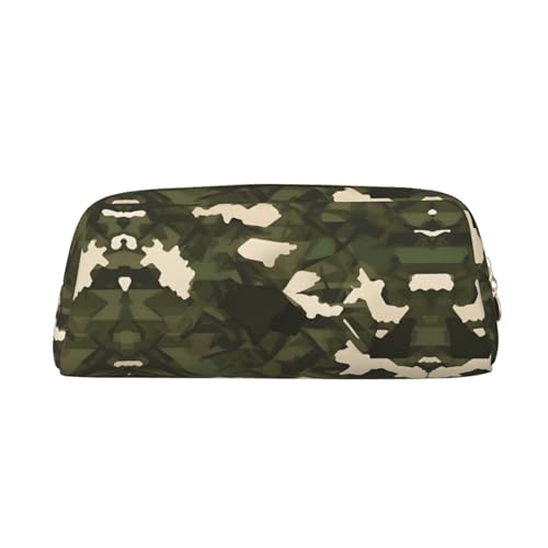 FInpan Army Camouflage Echtleder Reißverschluss Stifttasche Schreibwaren Aufbewahrungstasche Make-up Tasche geeignet für Studenten Schule Büro, gold, Einheitsgröße, Kulturbeutel, YG5341152 von FInpan