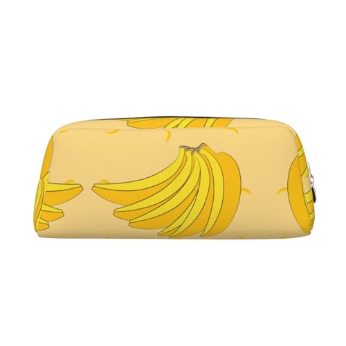 FInpan Cartoon-Bananen-Stifttasche aus echtem Leder, mit Reißverschluss, Schreibwaren-Aufbewahrungstasche, Make-up-Tasche, geeignet für Studenten, Schule, Büro., gold, Einheitsgröße, Kulturbeutel von FInpan