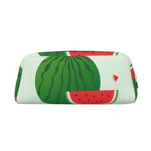 FInpan Cartoon Wassermelone Echtleder Reißverschluss Stifttasche Schreibwaren Aufbewahrungstasche Make-up Tasche geeignet für Studenten Schule Büro, gold, Einheitsgröße, Kulturbeutel von FInpan