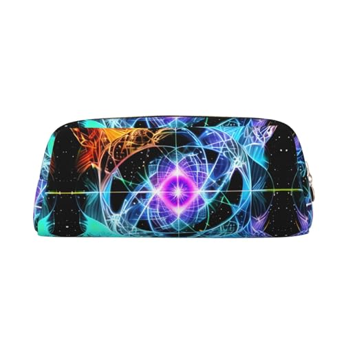 FInpan Eight Dimensional Space Echtes Leder Reißverschluss Stifttasche Schreibwaren Aufbewahrungstasche Make-up Tasche geeignet für Studenten Schule Büro, gold, Einheitsgröße, Kulturbeutel von FInpan