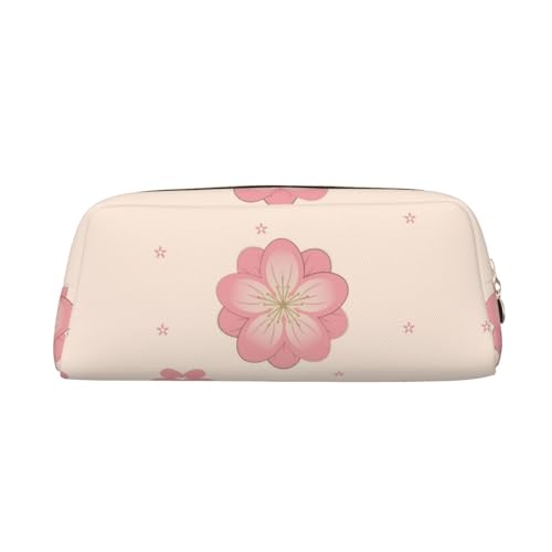 FInpan Little Pink Cherry Blossoms Stifteetui aus echtem Leder, mit Reißverschluss, Schreibwaren-Aufbewahrungstasche, Make-up-Tasche, geeignet für Studenten, Schule, Büro, gold, Einheitsgröße, von FInpan