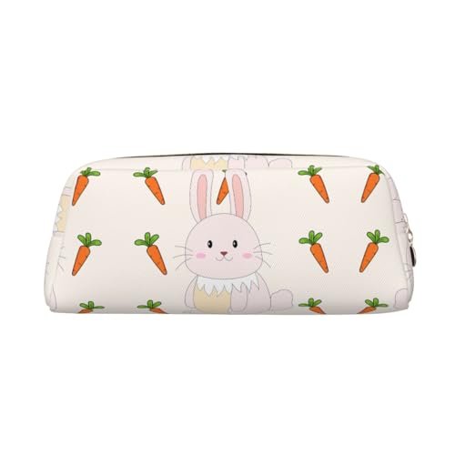 FInpan Smiling Rabbit Stiftebeutel aus echtem Leder mit Reißverschluss, Schreibwaren-Aufbewahrungstasche, Make-up-Tasche, geeignet für Studenten, Schule, Büro., gold, Einheitsgröße, Kulturbeutel von FInpan