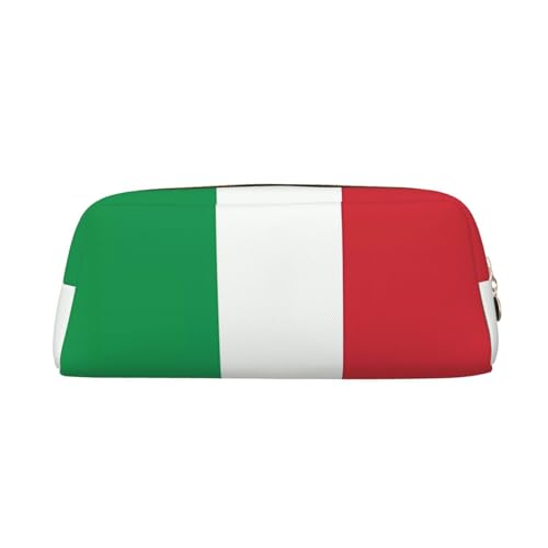 FInpan Stifttasche mit italienischer Flagge, echtes Leder, Reißverschluss, Schreibwaren-Aufbewahrungstasche, Make-up-Tasche, geeignet für Studenten, Schule, Büro., gold, Einheitsgröße, Kulturbeutel von FInpan