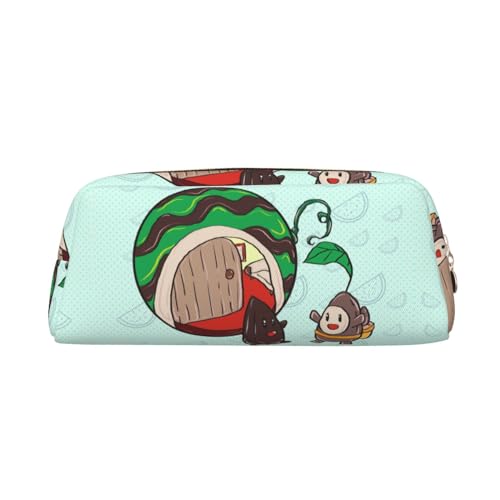 FInpan Sunflower Seeds Watermelon Seeds Genuine Leather Zip Pen Pouch, Stationery Storage Bag Makeup Bag, Suitable for Students School Office., gold, Einheitsgröße, Kulturbeutel von FInpan