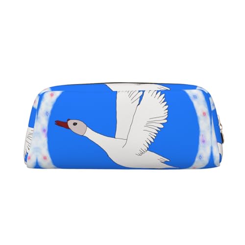 Flying White Goose Stifteetui aus echtem Leder mit Reißverschluss, Schreibwaren-Aufbewahrungstasche, Make-up-Tasche, geeignet für Studenten, Schule, Büro, gold, Einheitsgröße, Kulturbeutel von FInpan