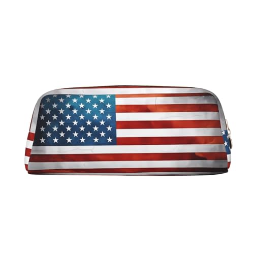 Stiftebeutel mit Reißverschluss im Vintage-Stil, amerikanische USA-Flagge, Schreibwaren-Aufbewahrungstasche, Make-up-Tasche, geeignet für Studenten, Schule, Büro., gold, Einheitsgröße, Kulturbeutel von FInpan