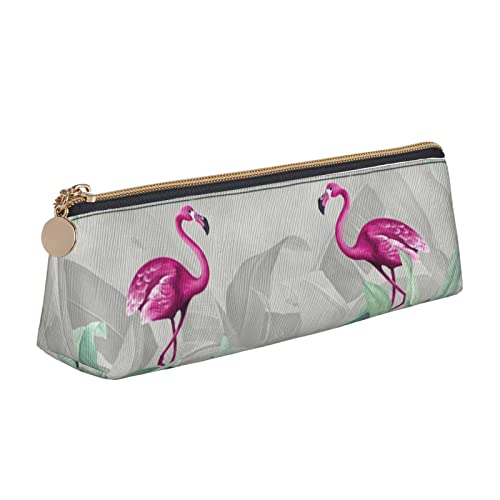 FJAUOQ Federmäppchen Flamingo Tropical Plants Pencil Case with Zipper Durable Portable Pen Pouch Office Storage Bag Travel Toiletry Holder for Women Men von FJAUOQ