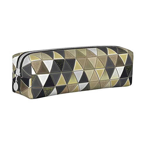 FJAUOQ Federmäppchen Gold Geometry Pencil Case with Zipper Durable Portable Pen Pouch Office Storage Bag Travel Toiletry Holder for Women Men von FJAUOQ