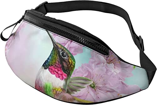 Fanny Pack mit Kolibri und Kirschblüten, modische Hüfttasche, verstellbare Hüfttasche für Männer und Frauen von FJAUOQ
