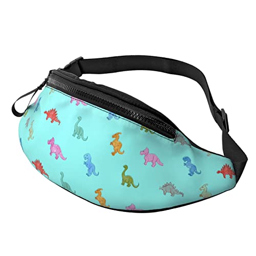 Hüfttasche mit Cartoon-Motiv, niedlicher Dinosaurier, für Herren und Damen, Verstellbarer Gürtel, Sporttasche für Outdoor-Sport, Reisen und Radfahren, Fahrradtasche, Schulterrucksack von FJAUOQ