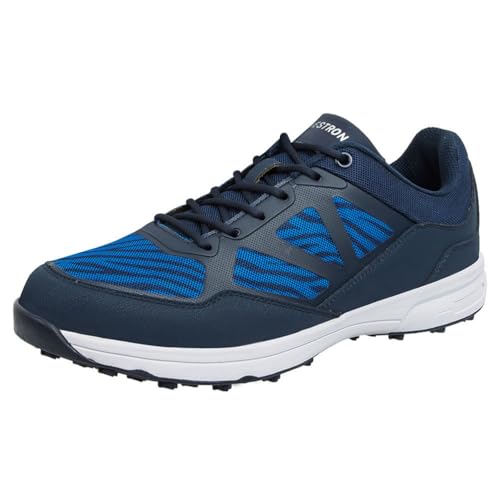 FJJLOVE Atmungsaktive Golfschuhe für Herren, Komfort Spikeless Golf Trainer Schuhe Große Größe Casual Golfing Fitness Workout Schuhe,Blau,39 EU von FJJLOVE