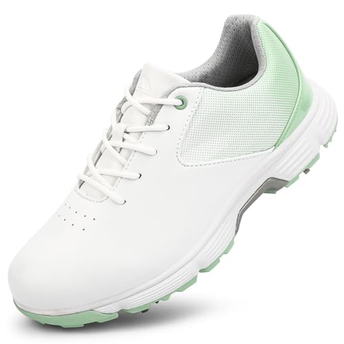 FJJLOVE Damen Golfschuhe Damen Spikeed Wasserabweisende Golf-Sport-Sneaker Bequeme Spikes Golf-Turnschuhe,Grün,36 EU von FJJLOVE