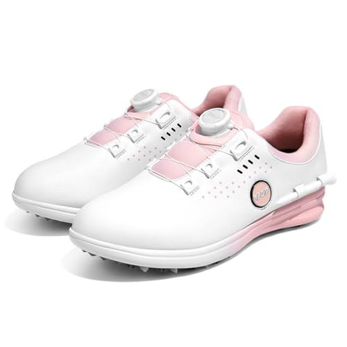 FJJLOVE Damen Golfschuhe wasserdichte Spikeless Golf Sport Sneaker wasserdichte rutschfeste Wanderschuhe,Weiß,37 EU von FJJLOVE