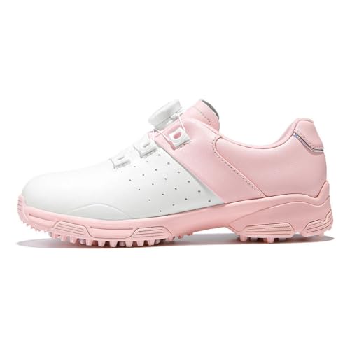 FJJLOVE Damen Slip on Golftrainer Lässige wasserdichte Wanderschuhe Atmungsaktive Leichte Golfer Workout Sneakers Für Damen,Rosa,32 EU von FJJLOVE