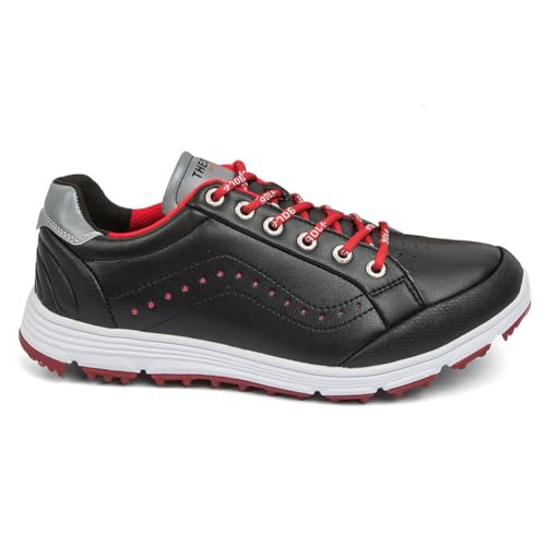 FJJLOVE Herren Golfschuhe Lässige Breite Golftrainer Wasserabweisende rutschfeste Outdoor-Wanderschuhe Aus Leder Für Männer Für Das Golftraining,Schwarz,44 EU von FJJLOVE