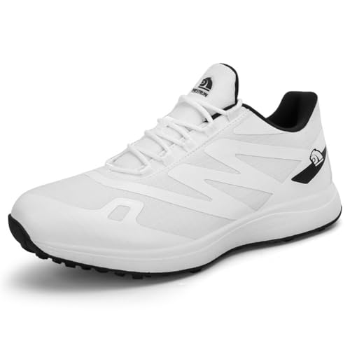 FJJLOVE Herrenmode Golf Sneaker rutschfeste Golfschuhe Für Männer Spikeless Athletics Sport Trainer,Weiß,42 EU von FJJLOVE