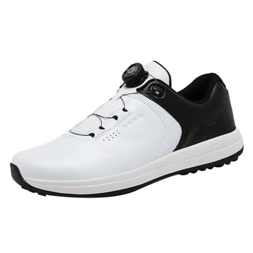 FJJLOVE Spikeless Golfschuhe, Herren Casual Golf Turnschuhe Wasserabweisende Leder Fitness Sneaker Für Das Golftraining,Schwarz,41 EU von FJJLOVE