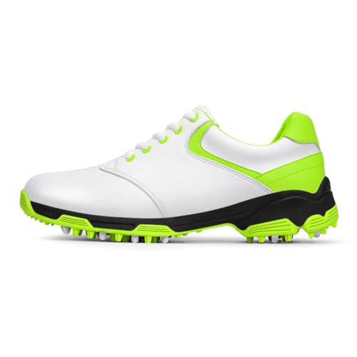 FJJLOVE wasserdichte Golfschuhe für Frauen, Spikeless Golf Training Sneakers Leder Schnürung Golf Sport Trainer,Grün,35 EU von FJJLOVE