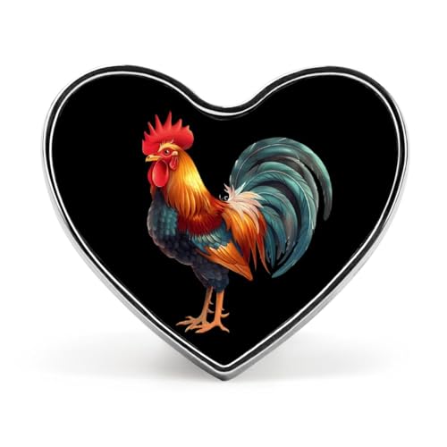 Beauty Rooster Bedruckte Herz-Anstecker, Brosche, lustige Revers-Krawattennadel, Knopf-Dekoration für Männer und Frauen, Liebesform, Stil Beauty Rooster Bedruckte Herz-Anstecker, Brosche, lustige Revers-Krawattennadel, Knopf-Dekoration für Männer und Frauen, Liebesform, Stil von FJQWKLF