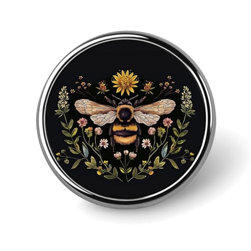 Brosche mit Bienenranken und Blumen, rund, Anstecknadel, Revers, Krawattennadel für Damen und Herren, Büroangestellte, Lehrer, Dekoration Brosche mit Bienenranken und Blumen, rund, Anstecknadel, Revers, Krawattennadel für Damen und Herren, Büroangestellte, Lehrer, Dekoration von FJQWKLF