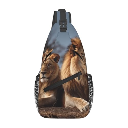 FJWSLCH Kleine Schultertasche für Damen und Herren, zwei Löwen, Umhängetasche, lässig, Wandern, Brusttasche, modische Bauchtasche, Schwarz, Einheitsgröße, Reiserucksäcke, Schwarz , Einheitsgröße, FJWSLCH Kleine Schultertasche für Damen und Herren, zwei Löwen, Umhängetasche, lässig, Wandern, Brusttasche, modische Bauchtasche, Schwarz, Einheitsgröße, Reiserucksäcke, Schwarz , Einheitsgröße, von FJWSLCH