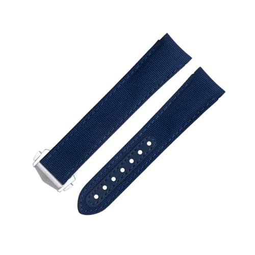 FKIMKF Uhrenarmband mit gebogenem Ende, 20 mm, für Omega-Armband für AT150 Seamaster 300 Planet Ocean De Ville Speedmaster Blue Line, hochdichtes Nylon-Rindsleder, 20 mm, Achat von FKIMKF