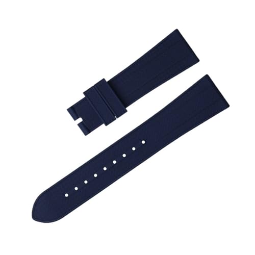FKIMKF Weiches Fluorkautschuk-Uhrenarmband für TUDOR Armband M79360.M79363 Edelstahl-Faltschnalle Black Bay 1958 GMT 41 mm Pelagos 22 mm flaches Ende (Farbe: Blau, Größe: 22 mm) von FKIMKF