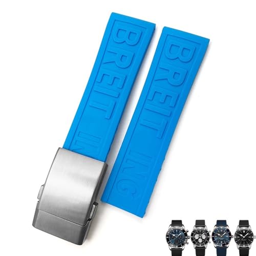 FKIMKF Weiches Gummi-Armband für Breitling Avenger Navitimer 20 mm, 22 mm, 24 mm, Silikon-Armband, Schwarz / Blau, wasserdicht, Uhrenarmband, Uhrenarmband, 24 mm, Achat von FKIMKF