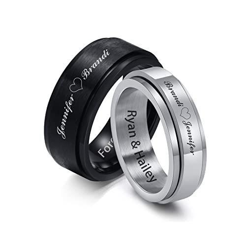 FLHEART Sein und ihr personalisiertes Paar Ringband Custom Graving Spinner Ring Sets Matching Ehering Bands Engagement Promise Ring für Herren Damen,Geschenk Für Ehemann Frau von FLHEART