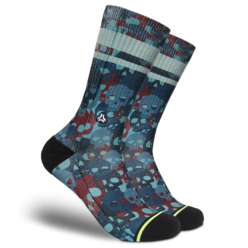 FLINCK Socken Red Blue Skull Camo - Crossfit-Socken, Laufsocken, Fitness-Socken, Fahrradsocken mit nahtlosem Zehenverschluss 36-38 von FLINCK