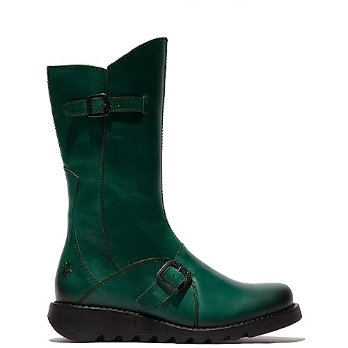 Fly London Damen MES 2 Stiefel mit Schnalle, Kleeblattgrün-Schwarze Sohle, 36 EU von FLY London