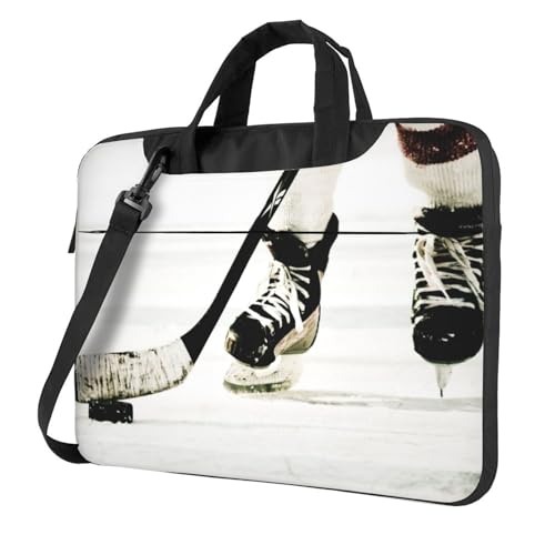 Art Ladybug Tracks bedruckte Laptop-Umhängetasche – Kuriertasche, Aktentasche, Computertasche für Damen und Herren, Eishockeymuster, 15.6 inch von FLYIFE