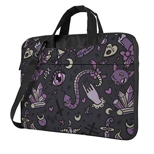 Art Ladybug Tracks bedruckte Laptop-Umhängetasche – Kuriertasche, Aktentasche, Computertasche für Damen und Herren, Lila Schwarz Goth Gruselig, 13 inch von FLYIFE