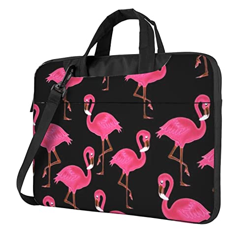 Art Ladybug Tracks bedruckte Laptop-Umhängetasche – Kuriertasche, Aktentasche, Computertasche für Damen und Herren, Schöne rosa Flamingos, 14 inch von FLYIFE