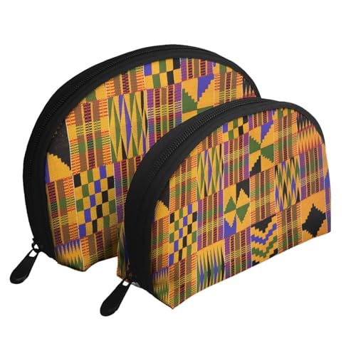 Company Make-up-Taschenset mit Traktormotiv, bedruckt, Kulturbeutel mit Reißverschluss, Muschelförmige Kosmetiktasche, Organizer für Damen und Mädchen, Afrikanisches Ethno-Muster, Einheitsgröße, von FLYIFE